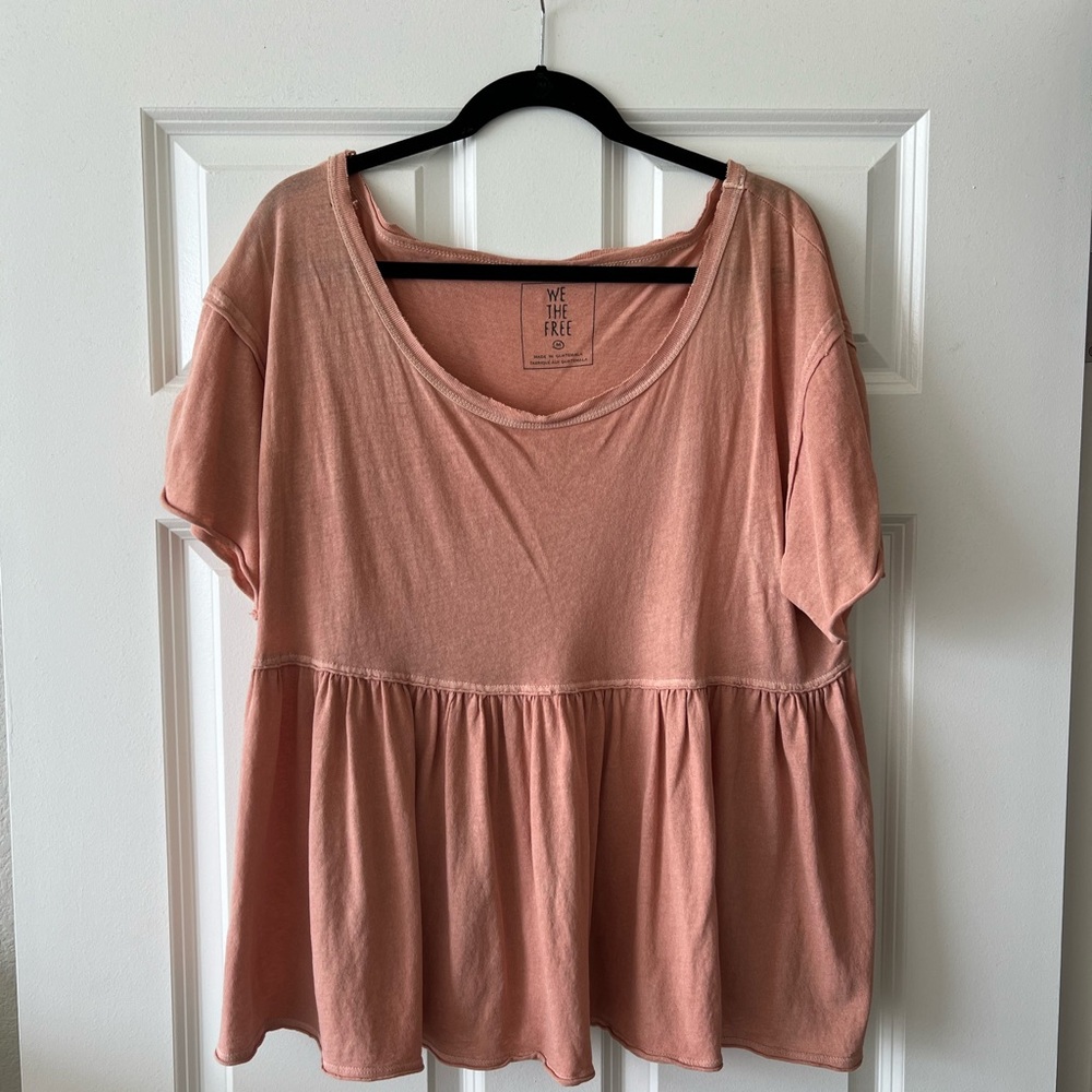 Free People Dusty Rose Peplum Short Sleeve Tunic